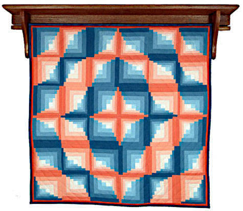 "Kambah" Curved thick and thin log cabin quilt